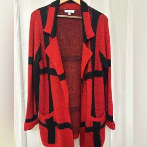 New Direction Buffalo Plaid Open Long Sweater - size Small